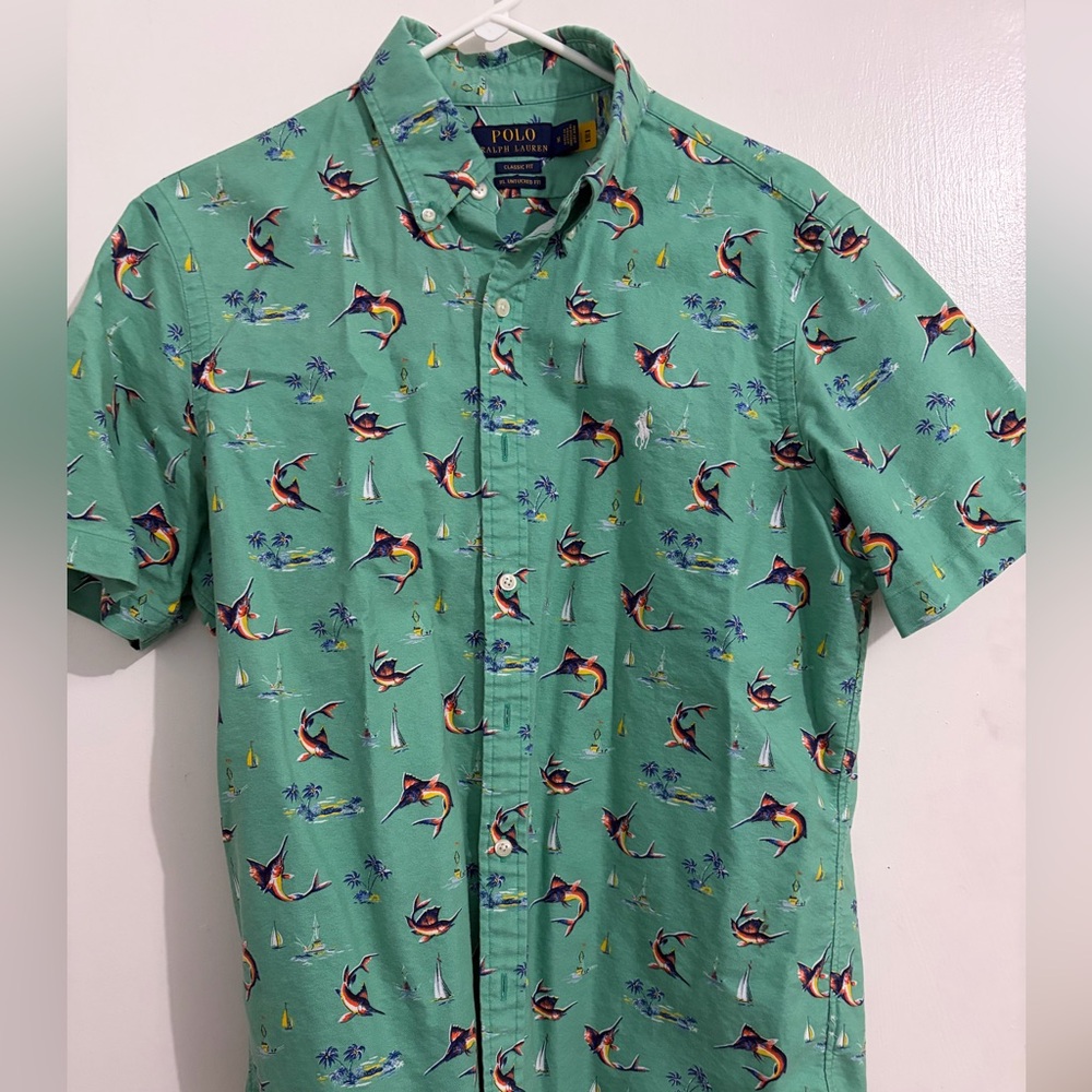 Ralph Lauren Green Marlin Print Shirt
